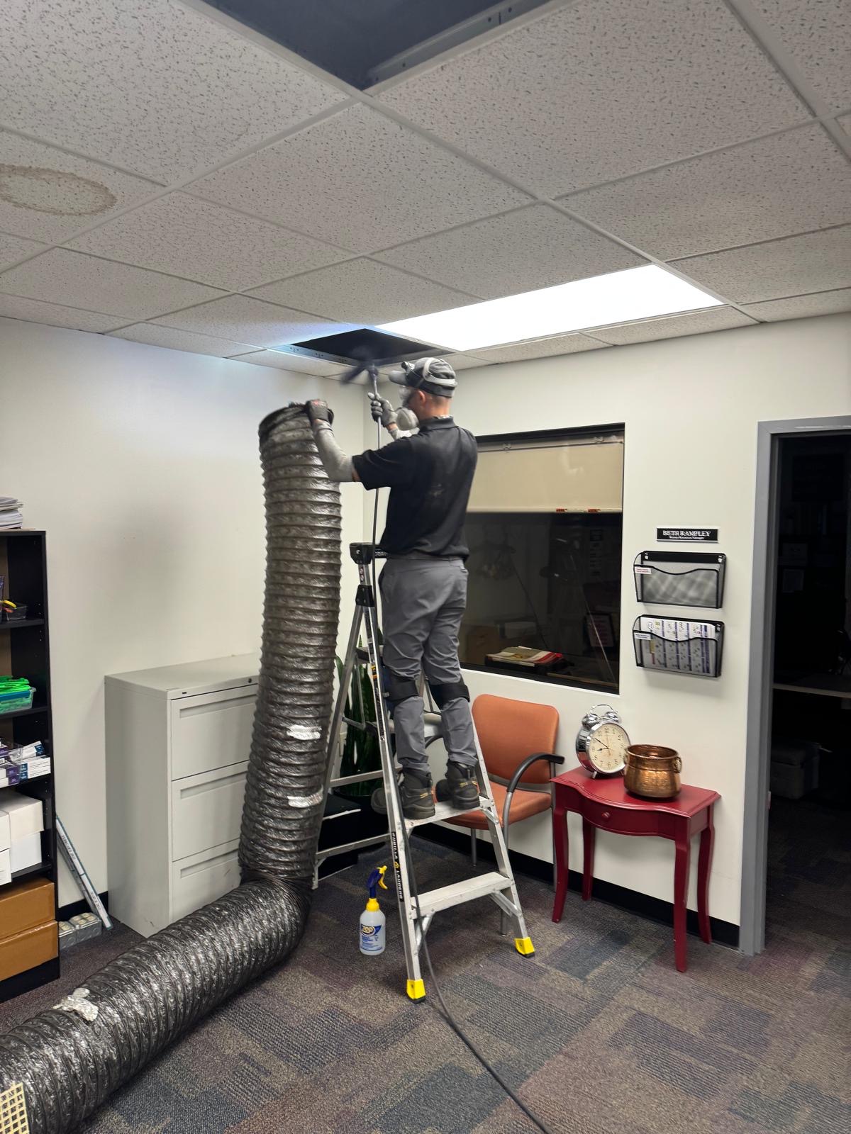 Office HR suite — supply duct source-removal cleaning above the ceiling grid