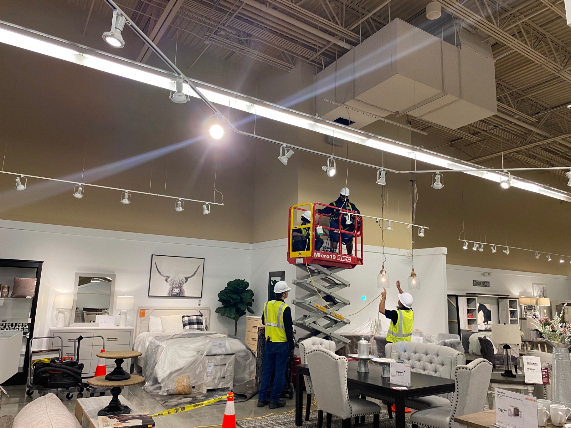 Furniture showroom — overhead duct & lighting access
