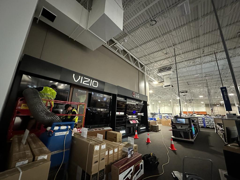 Electronics showroom — after-hours HVAC service near Vizio and LG displays
