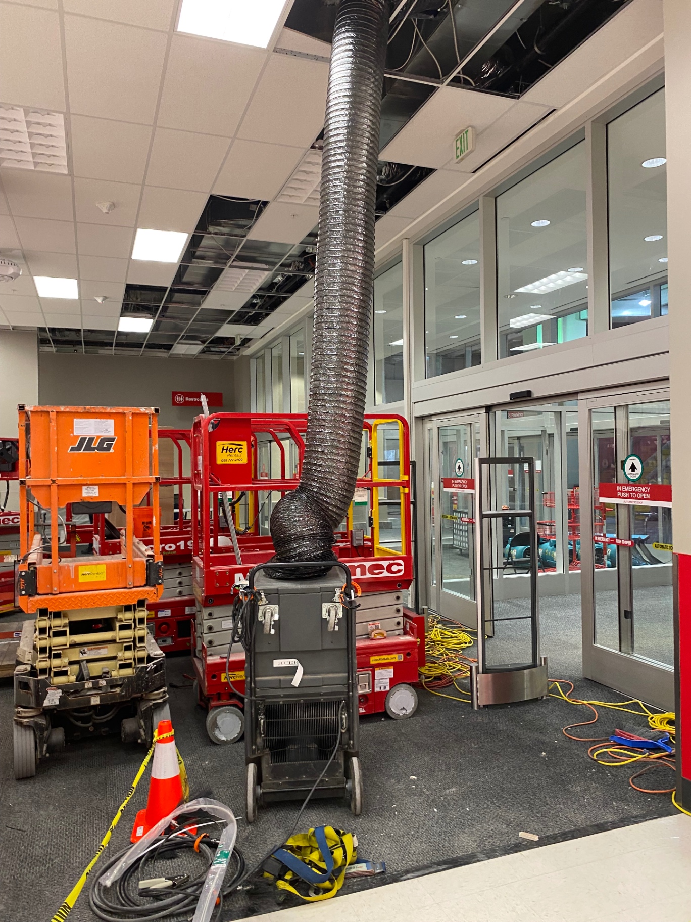 Entryway duct access with HEPA negative-air system