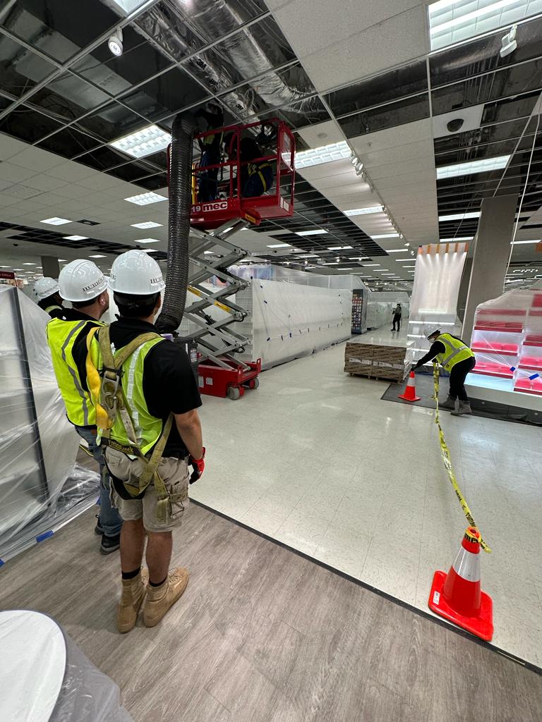Target — full-store containment & negative-air setup
